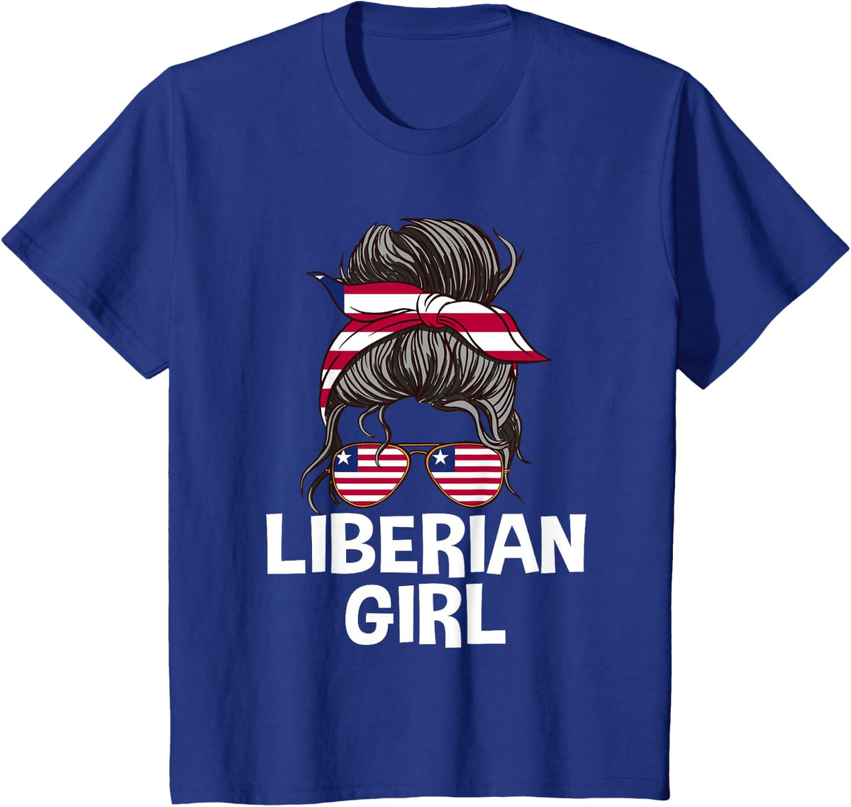 Liberian Girl Messy Hair Bun Liberian Woman Liberia Bandana T-Shirt - Royal Blue