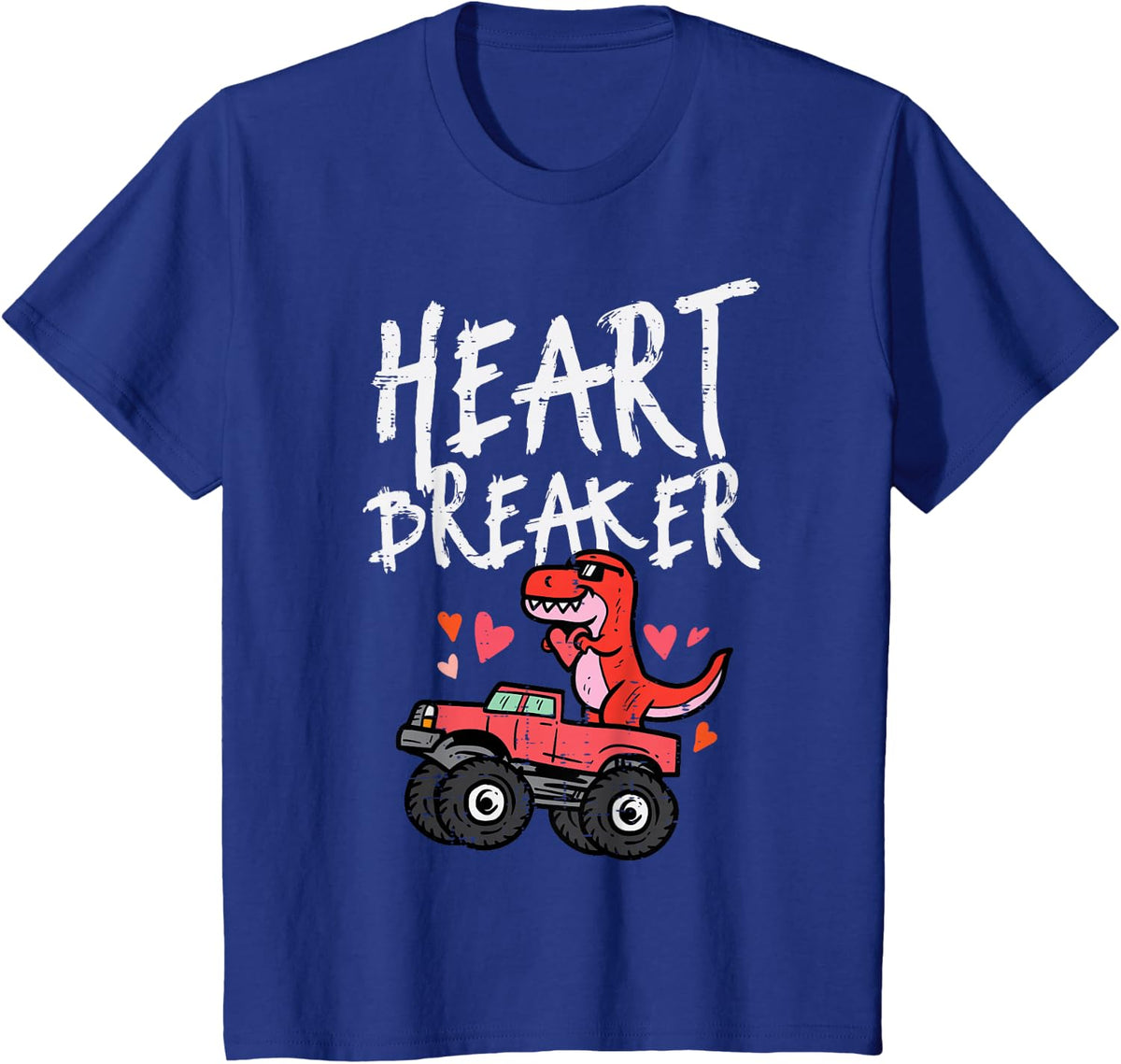 Kids Valentines Day Dino Truck Heartbreak Toddler Baby Boys Kids T-Shirt - Royal Blue