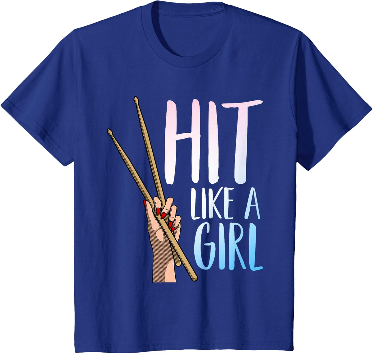 Funny Drummer Art for Girls Women Drumming Drum Set Drummer T-Shirt - Royal Blue