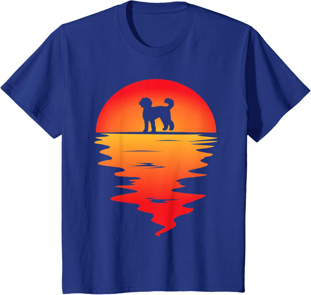 Sunset Labradoodle Dog T-Shirt - Royal Blue