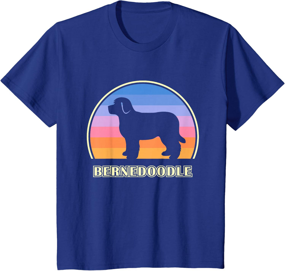 Bernedoodle Vintage Sunset Dog T-Shirt - Royal Blue