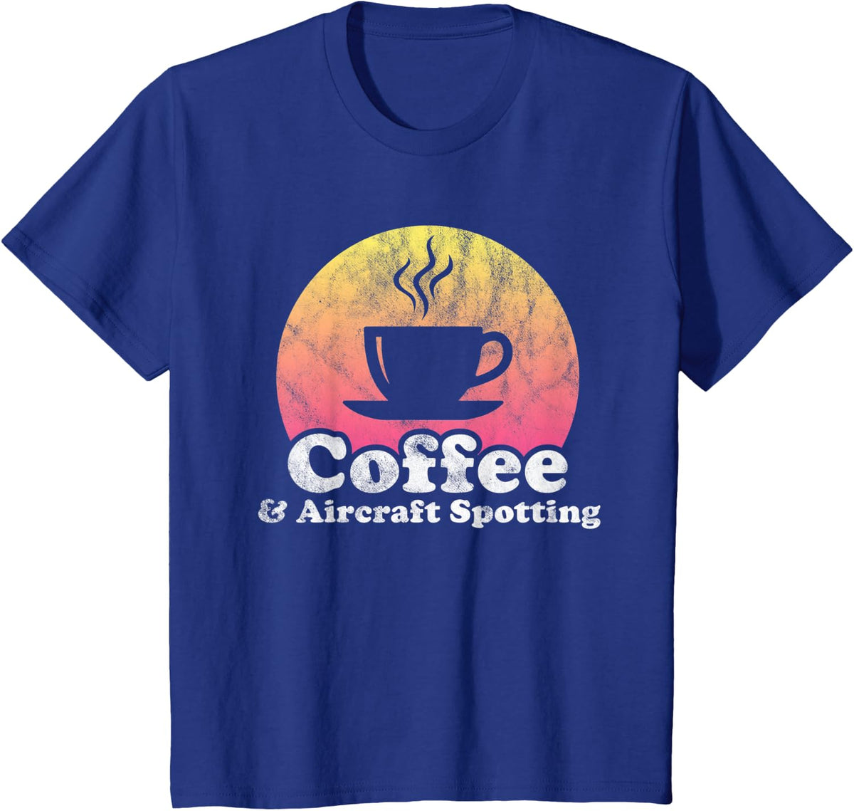 Coffee and Aircraft Spotting T-Shirt - Royal Blue