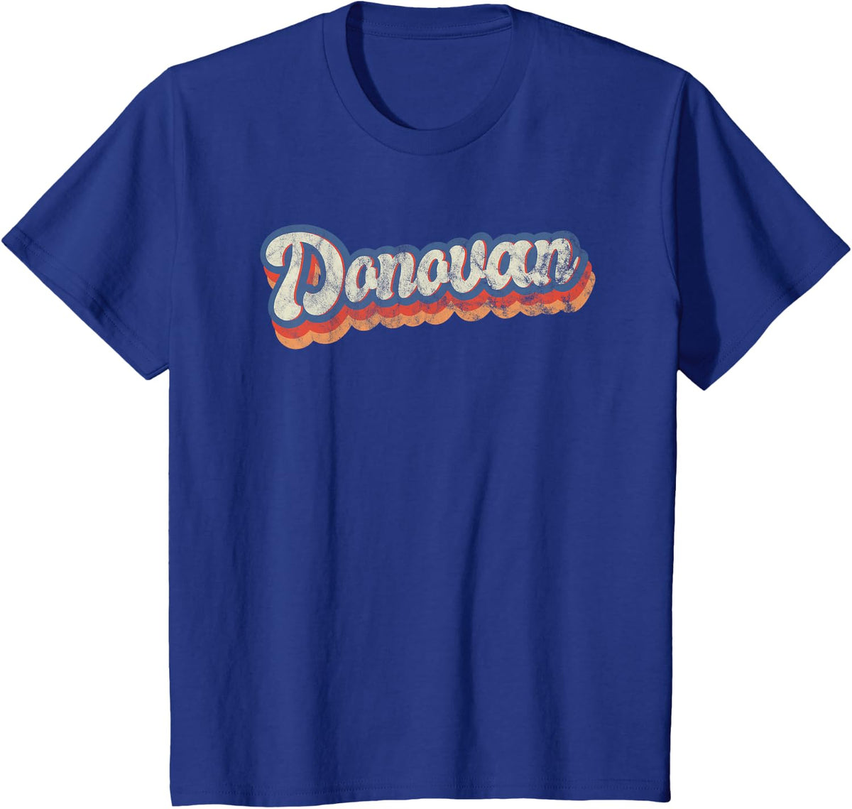 Donovan Personalized Name Shirt Custom Lettering 70's T-Shirt - Royal Blue