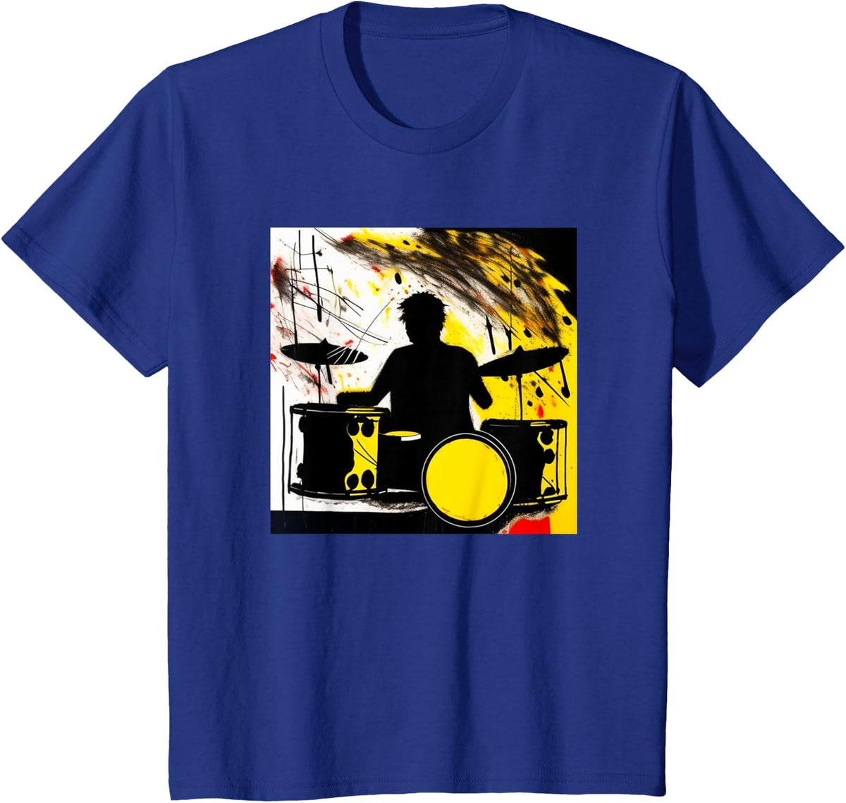 Drummer male colorful Silhouette Musician Drums T-Shirt - Royal Blue
