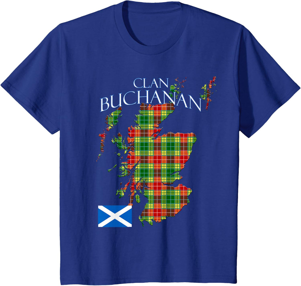Buchanan Scottish Clan Tartan Scotland T-Shirt - Royal Blue