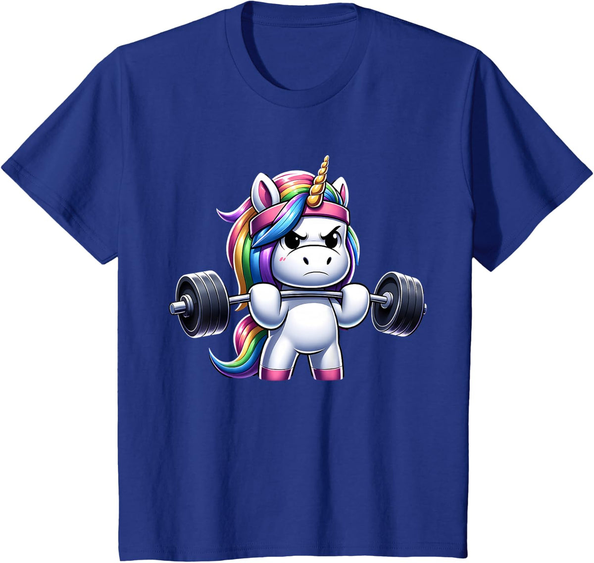 Unicorn Gym Deadlift Fitness Workout Weightlifting T-Shirt - Royal Blue