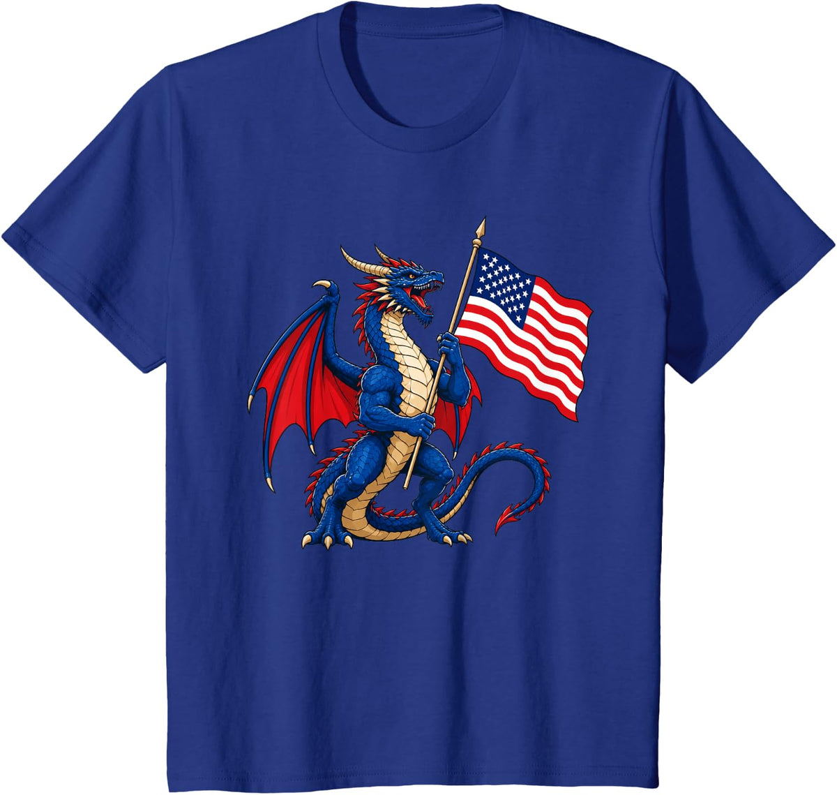 American Flag Dragon 4th of July T-Shirt - Royal Blue