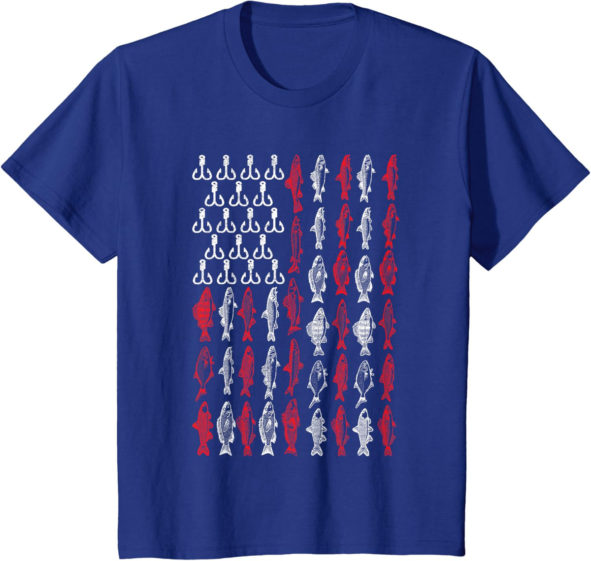 American Flag Fishing T Shirt, Bass Pro Fish 4th of July Men T-Shirt - Royal Blue
