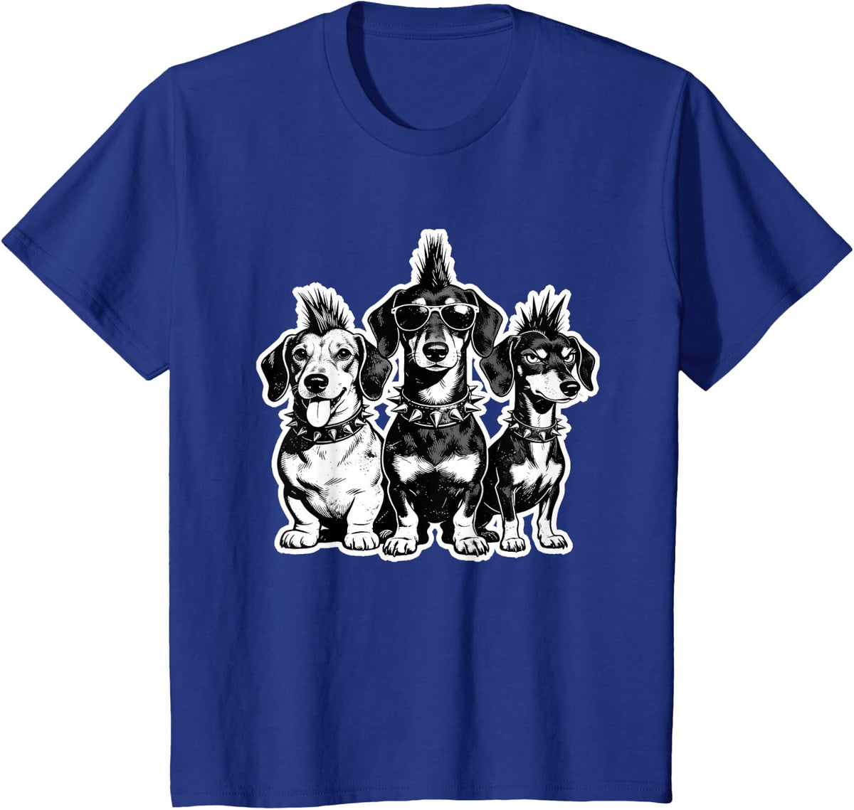 Cute Dachshund Funny Youth Life Dad Mom Retro Punk Rock Meme T-Shirt - Royal Blue