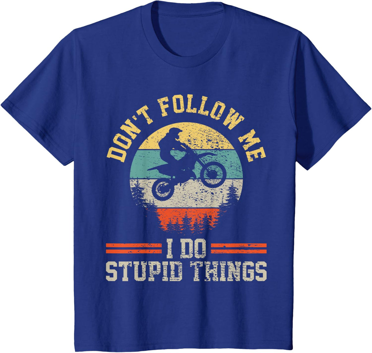 Motocross Dirt Bike Retro Vintage T-Shirt - Royal Blue