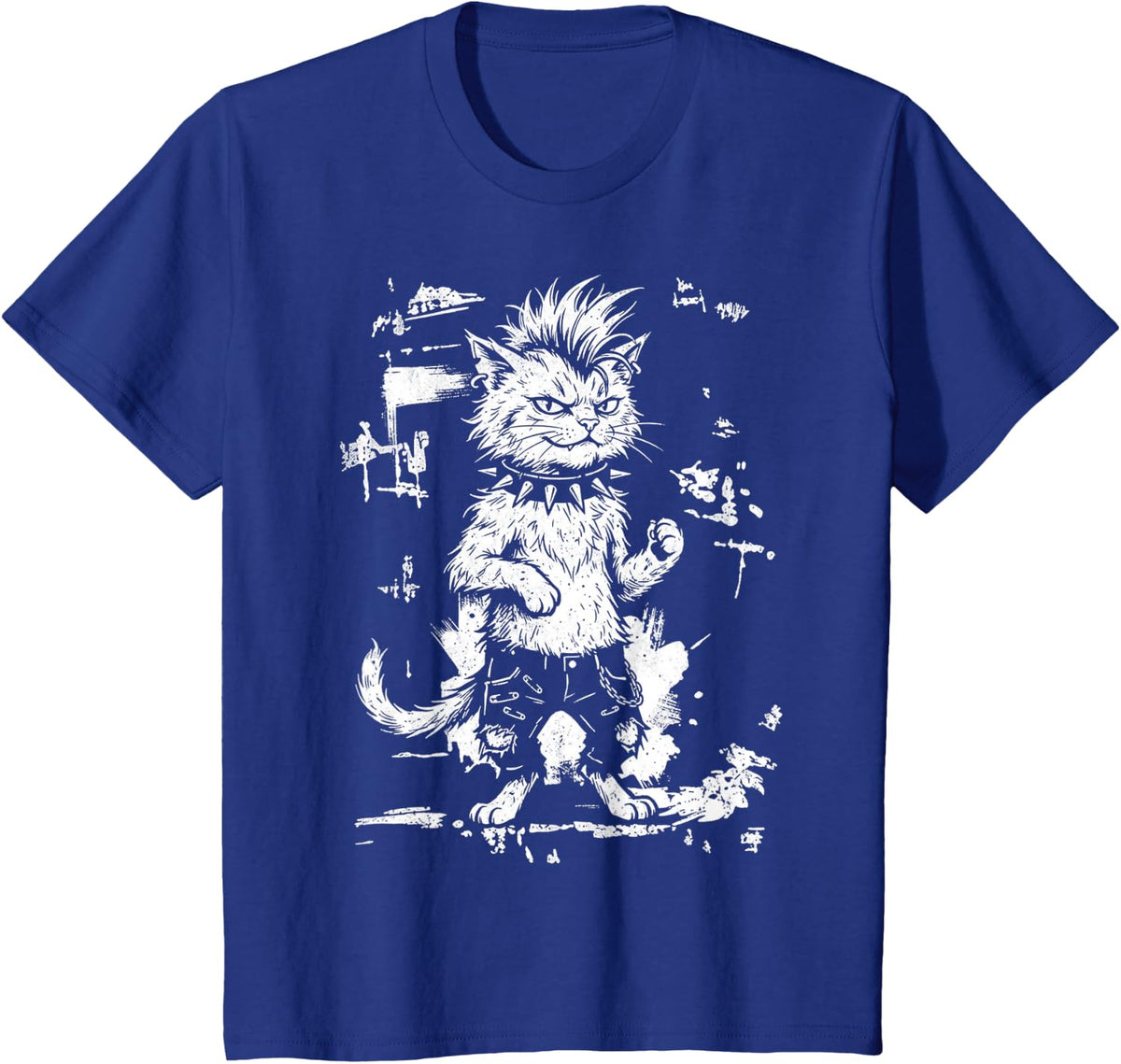 Punk Cat Mohawk Grunge Alternative Rock Gifts Men Women Kid T-Shirt - Royal Blue