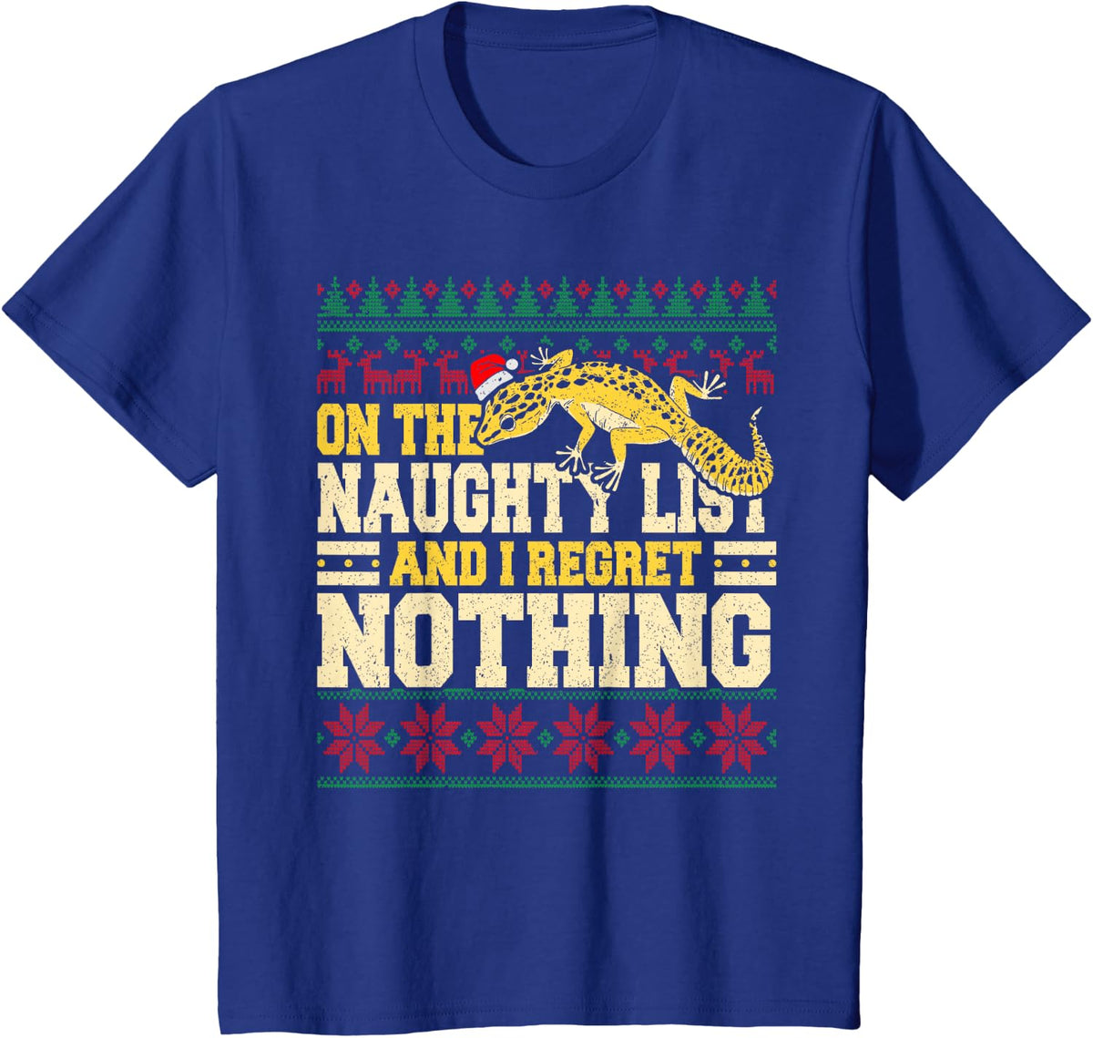 Funny Lizard Reptile - Tiny Dragon Leopard Gecko Christmas T-Shirt - Royal Blue