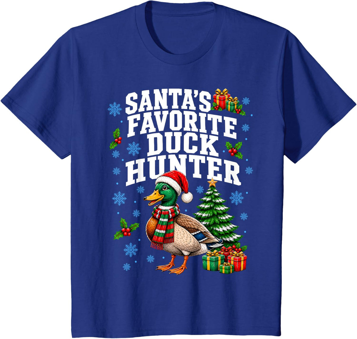 Santa Favorite Duck Hunter Hunting Christmas T-Shirt - Royal Blue