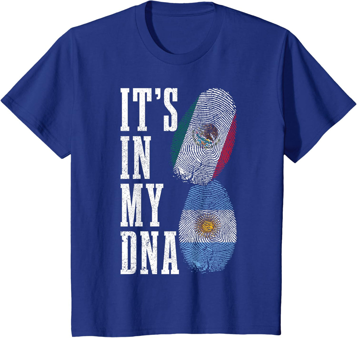 Mexico Argentina In My DNA Mexican Argentinian Flag Pride T-Shirt - Royal Blue