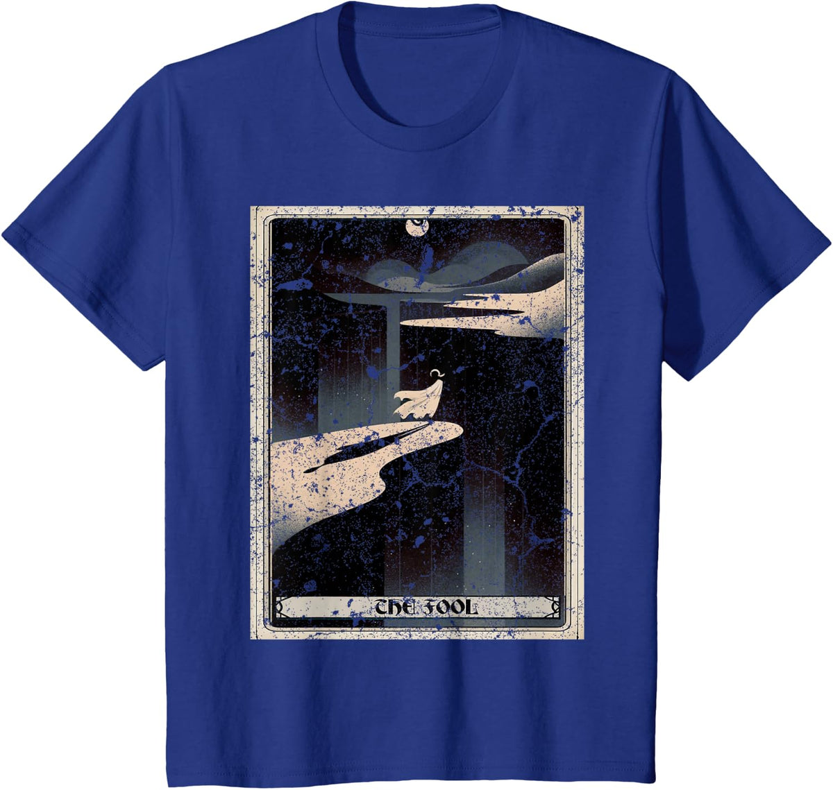 The Fool Tarot Card Black T-Shirt - Royal Blue