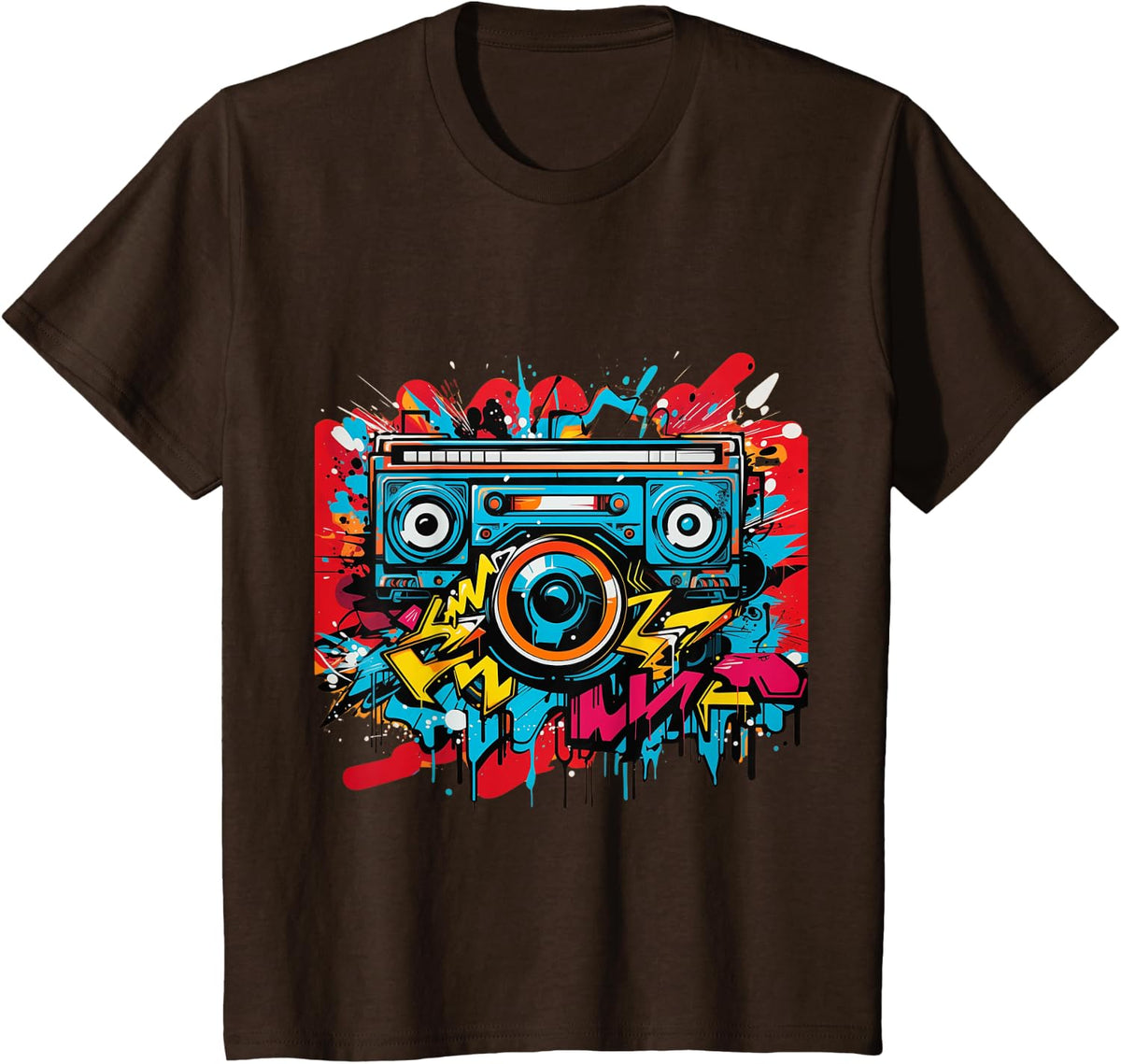 Urban hip hop retro old school 80s 90s graffiti graphic art T-Shirt - Brown