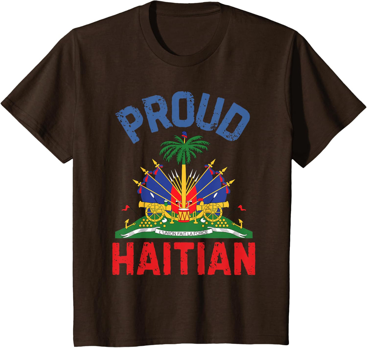 Haitian Flag Day for Kids Men women Haiti Flag Proud Haitian T-Shirt - Brown