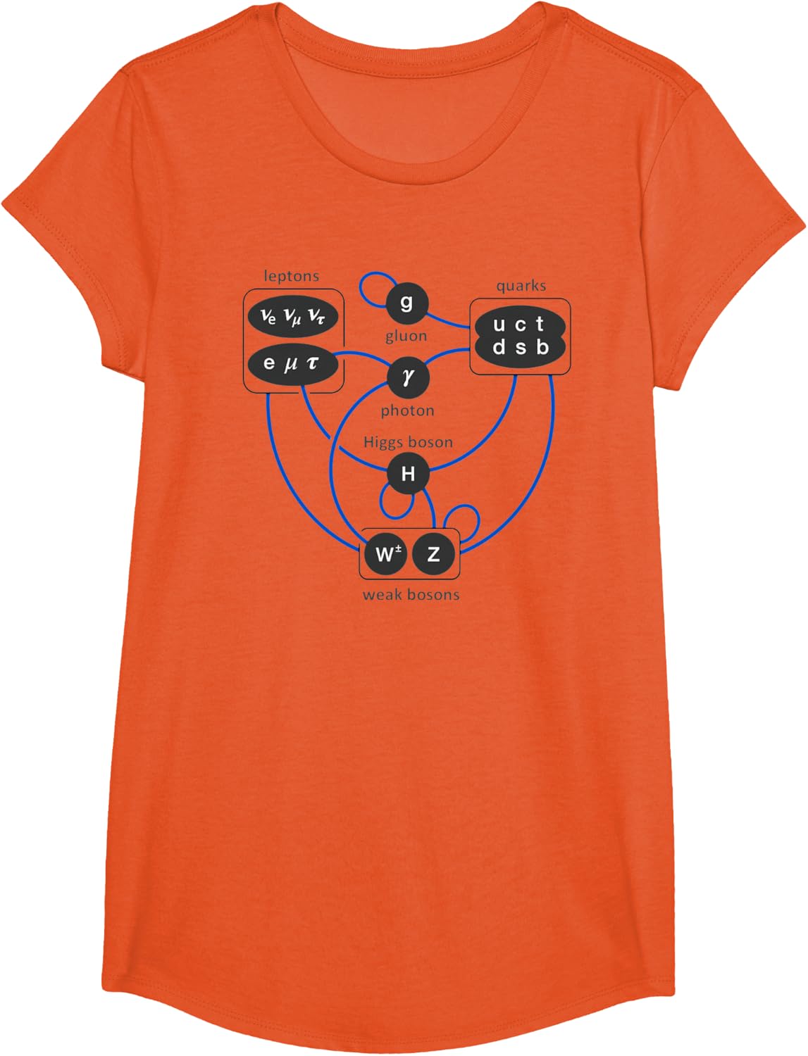 Standard Model Particles Higgs Boson Physics Theory T-Shirt - Girls Orange