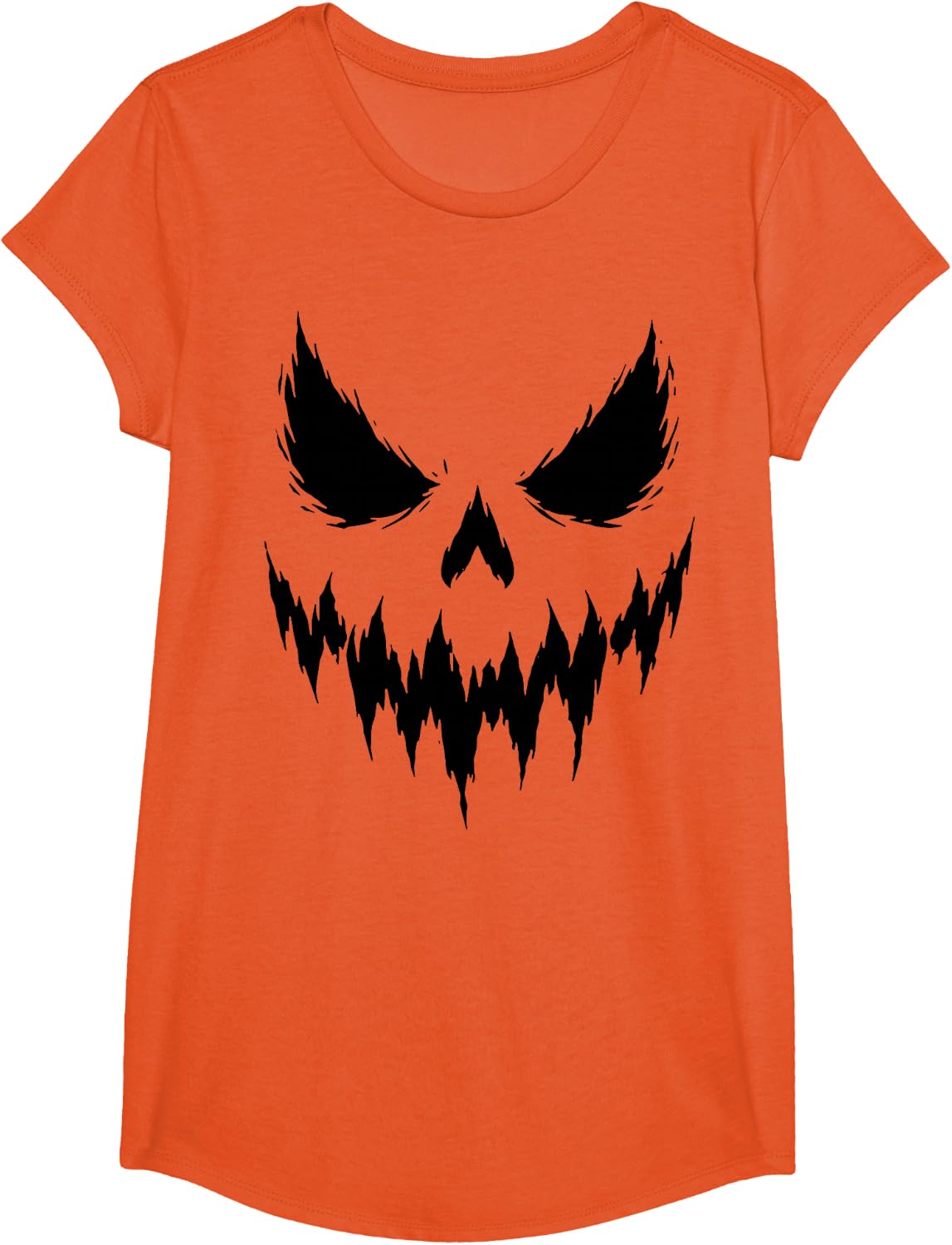 Halloween Jack O Lantern Pumpkin Face Costume Halloween T-Shirt - Girls Orange