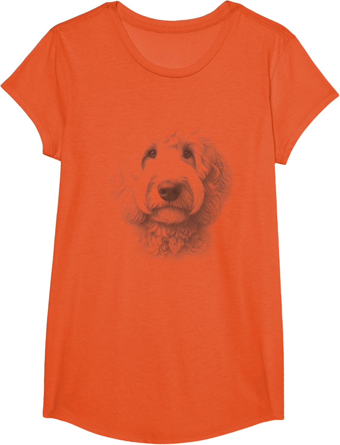 Vintage Goldendoodle Drawing Art Design T-Shirt - Girls Orange