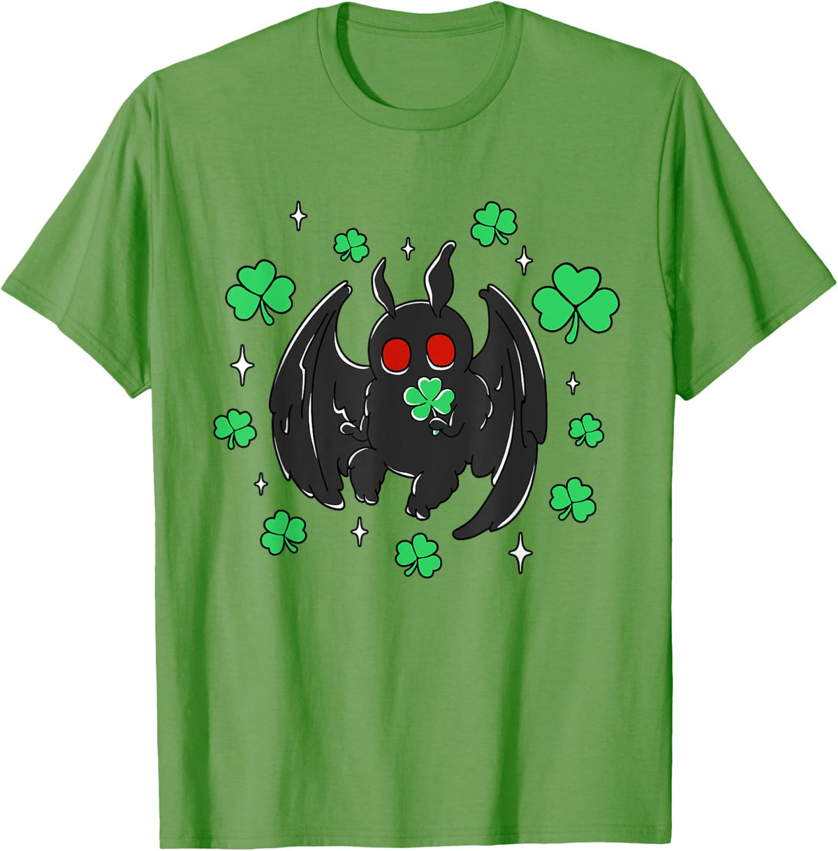 Irish Leprechaun Mothman Shamrock Kawaii St Patricks Day T-Shirt - Grass Green
