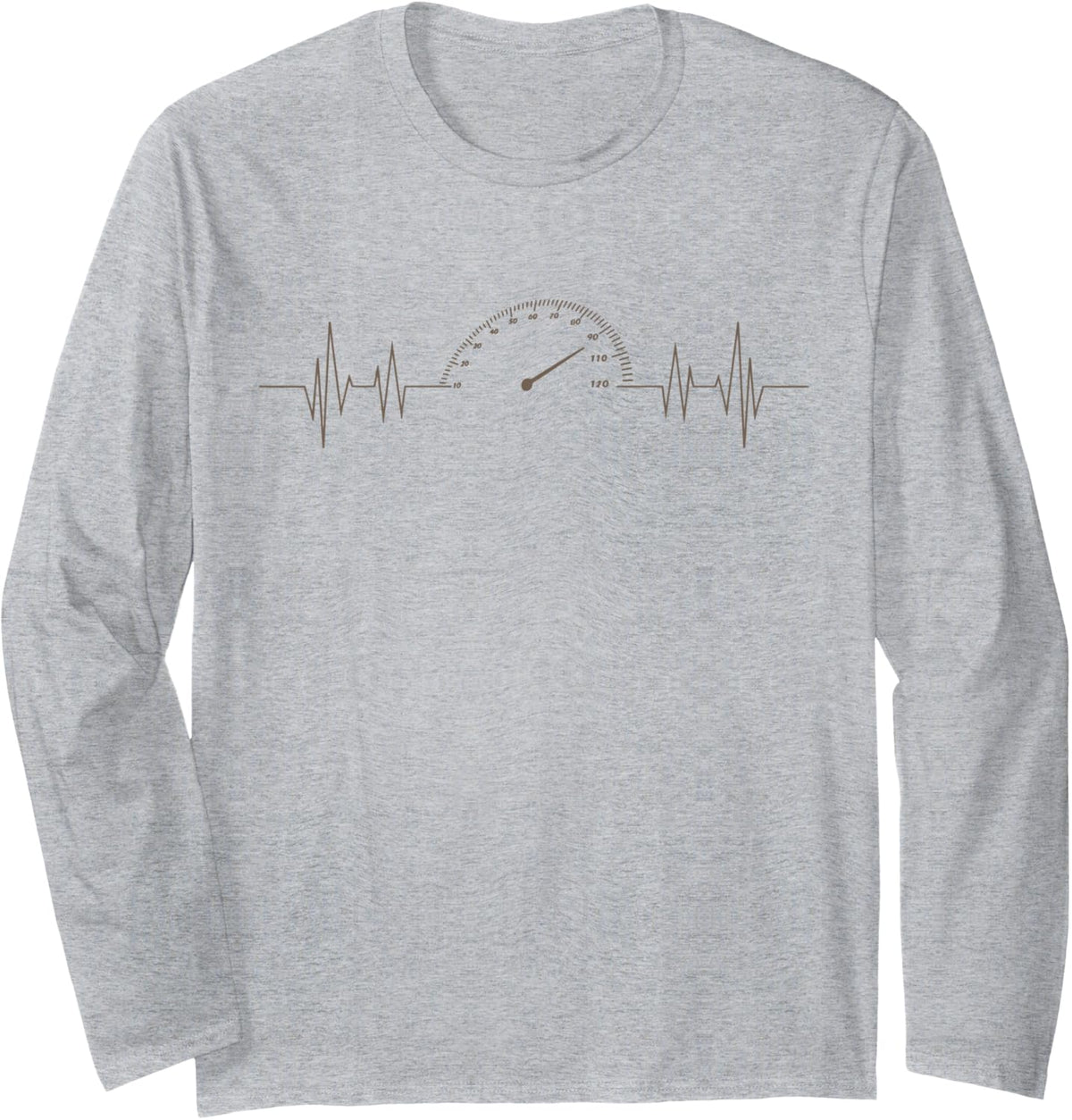 Car Speedometer Heartbeat Car Guy Auto Mechanic Automotive Long Sleeve T-Shirt - Adult Unisex Heather Grey