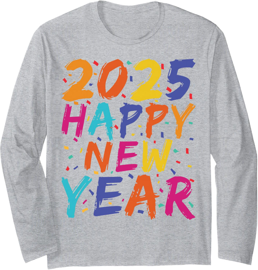 Happy New Year 2025 Family Matching Celebration Party Long Sleeve T-Shirt - Adult Unisex Heather Grey