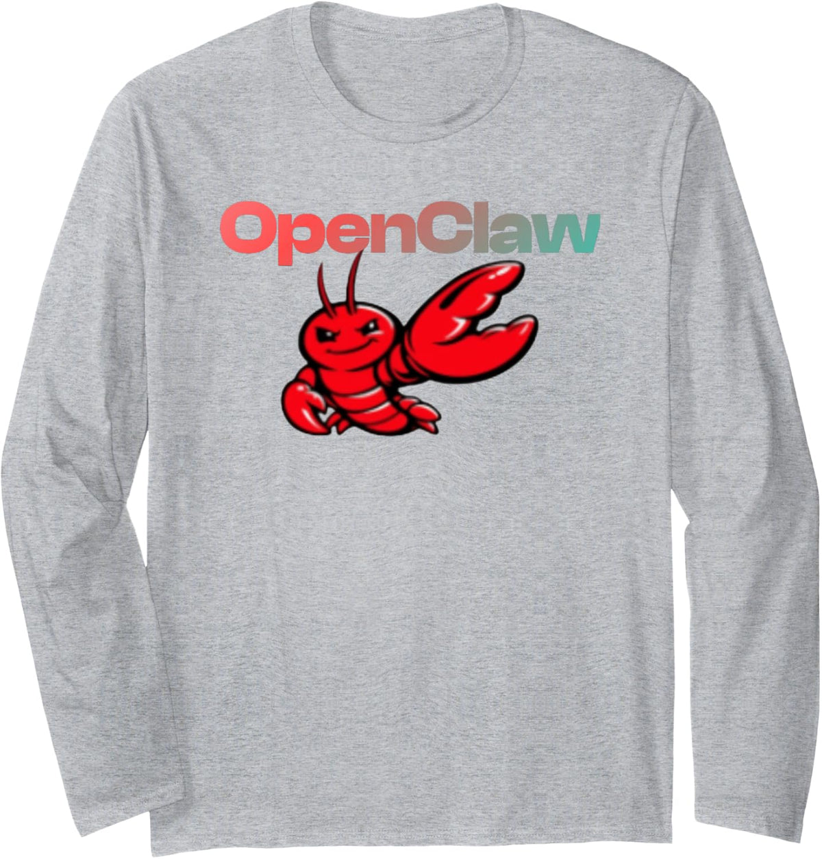 OpenClaw Open Claw Lobster AI Long Sleeve T-Shirt - Adult Unisex Heather Grey