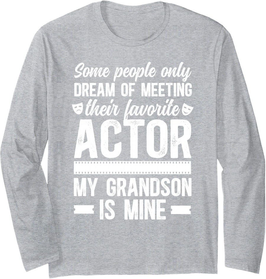 Theatre Grandpa Proud Theatre Actor Grandpa Theater Grandpa Long Sleeve T-Shirt - Adult Unisex Heather Grey