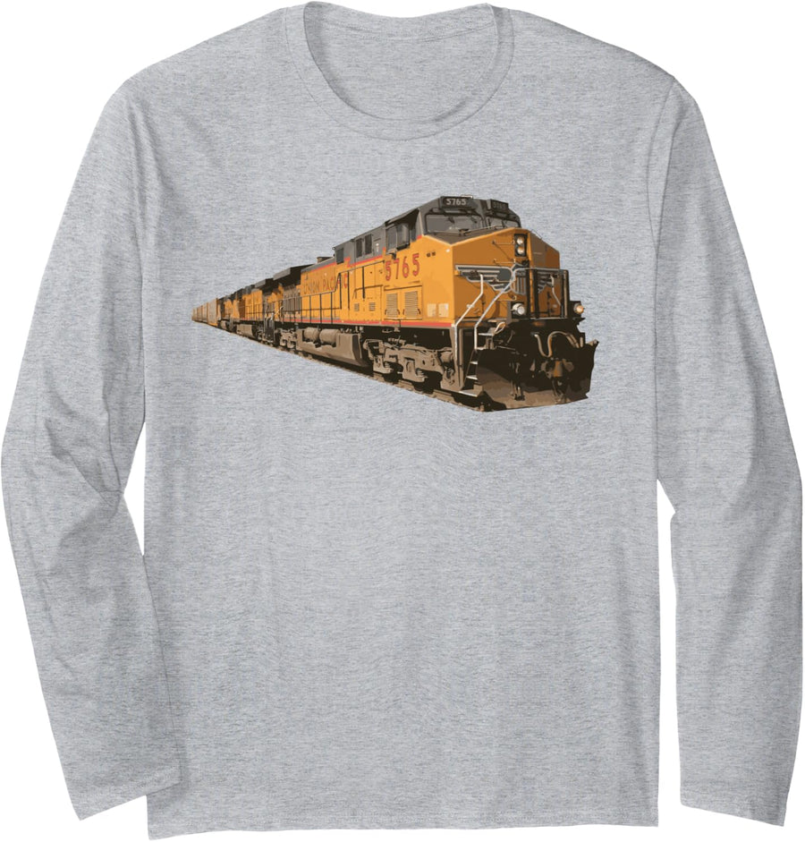 Freight Train Long Sleeve T-Shirt - Adult Unisex Heather Grey