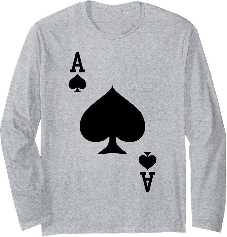Ace of Spades - Playing Card Halloween Group Costume Long Sleeve T-Shirt - Adult Unisex Heather Grey