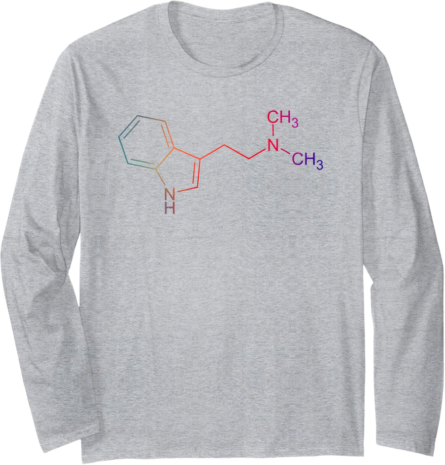 DMT molecule Ayahuasca DMT molecule structural formula Long Sleeve T-Shirt - Adult Unisex Heather Grey