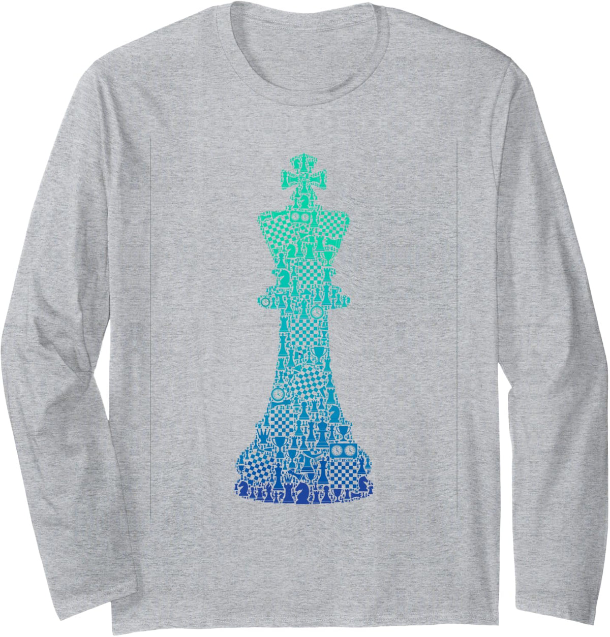 Chess King Chess Pieces Chess Player Board Game Lover Tee Long Sleeve T-Shirt - Adult Unisex Heather Grey