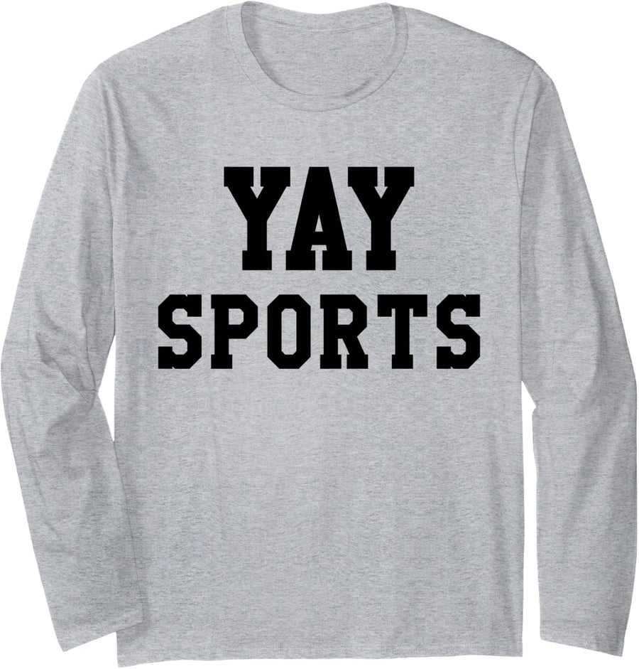 Yay Sports Go Sports Ball Game Go Team Cheer Mom Football Long Sleeve T-Shirt - Adult Unisex Heather Grey