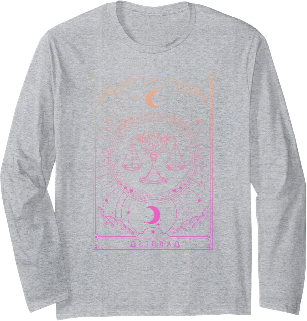 Libra Tarot Card Zodiac Sign Astrology Lover Men Women Long Sleeve T-Shirt - Adult Unisex Heather Grey