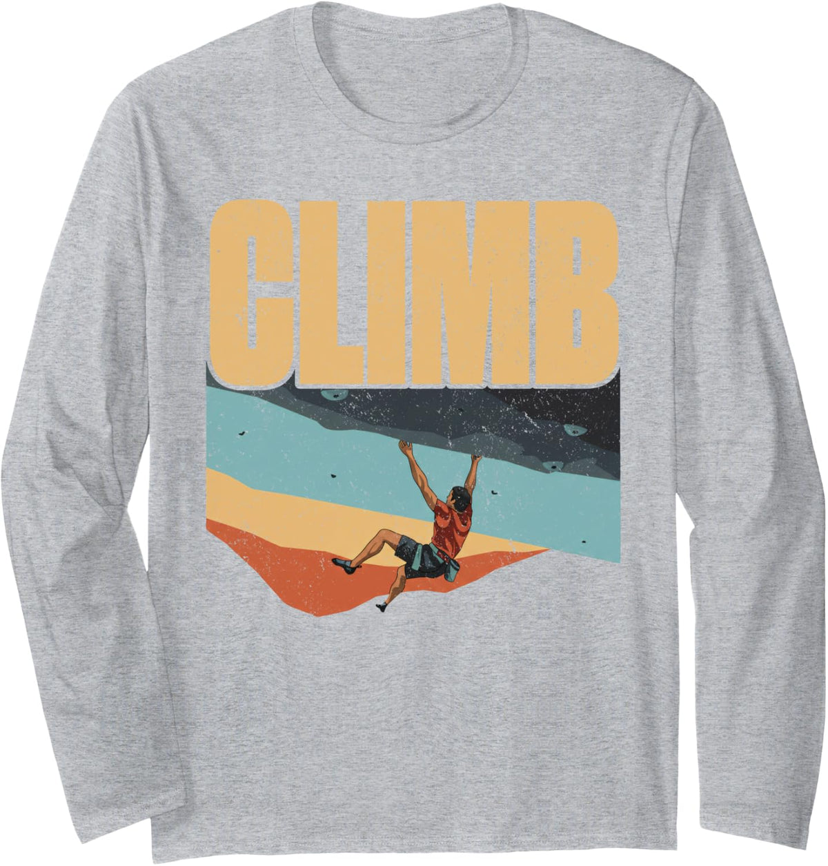 Climb climbing for men climber retro vintage Long Sleeve T-Shirt - Adult Unisex Heather Grey