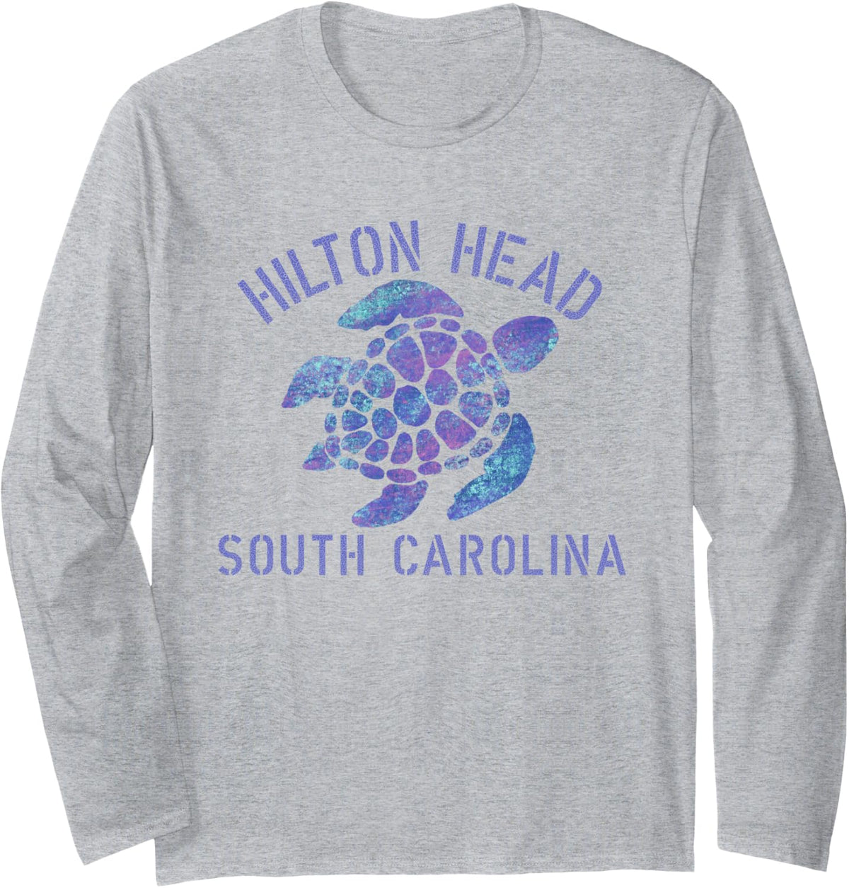 Hilton Head, SC Beach Design / Tribal Turtle Gift Long Sleeve T-Shirt - Adult Unisex Heather Grey