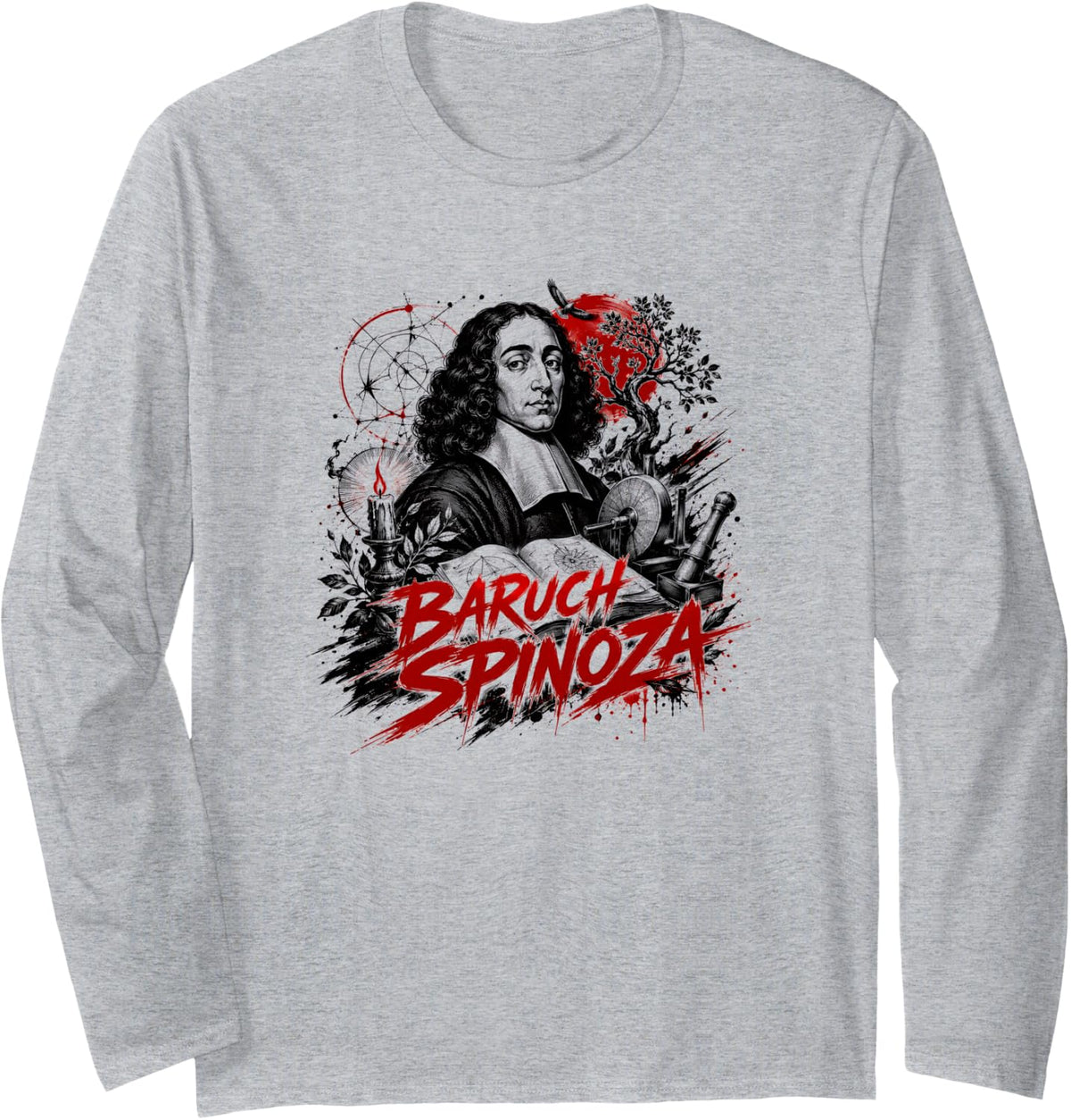Rationalism Ethics Baruch Spinoza Philosophy Long Sleeve T-Shirt - Adult Unisex Heather Grey