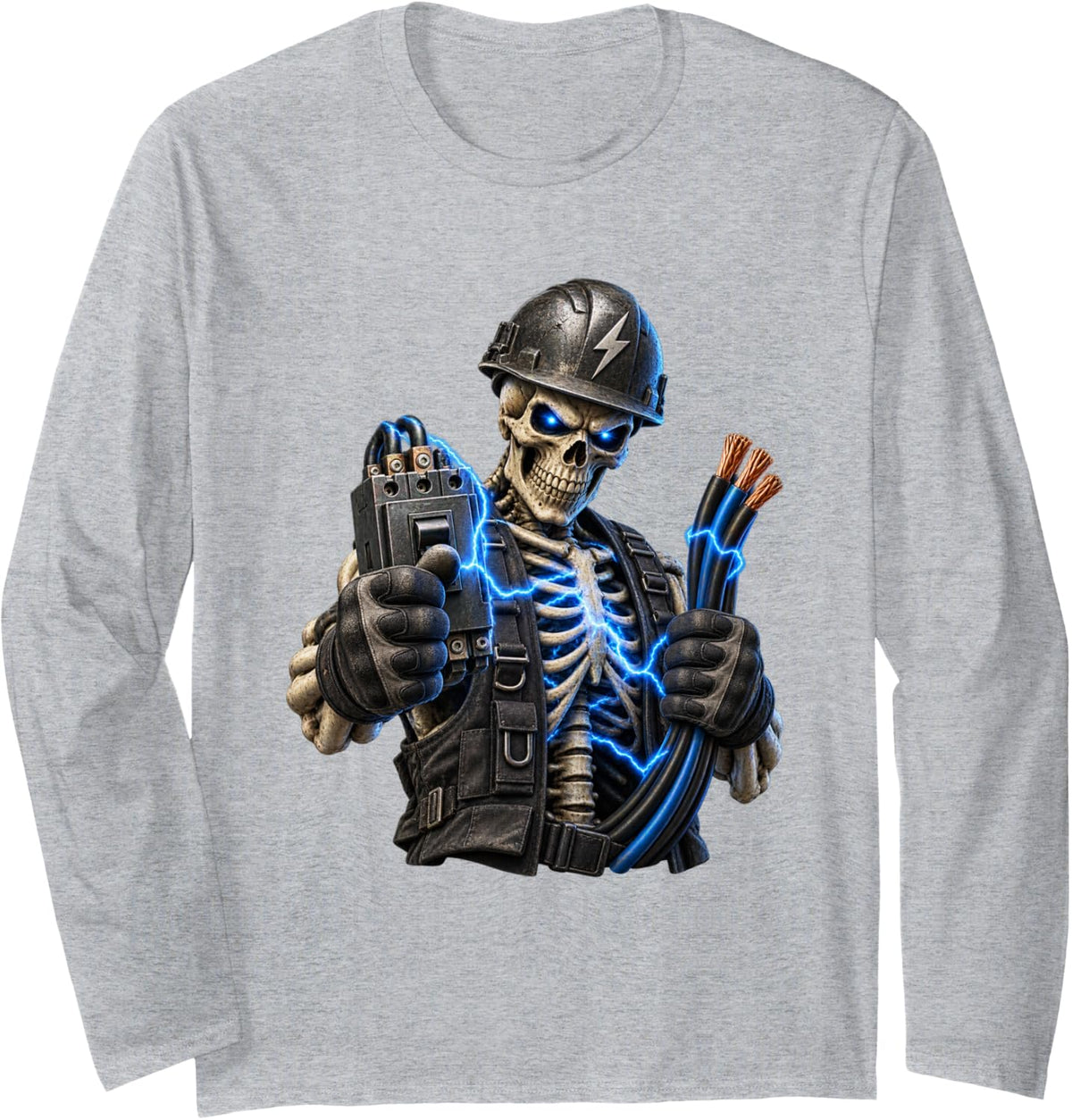 Electrician Design for Electricians and Electrician Long Sleeve T-Shirt - Adult Unisex Heather Grey