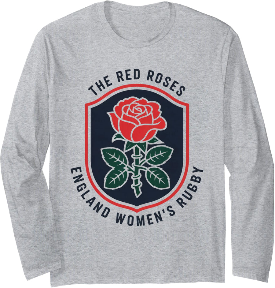 The Red Roses Women Rugby England Rugby England Flag Long Sleeve T-Shirt - Adult Unisex Heather Grey