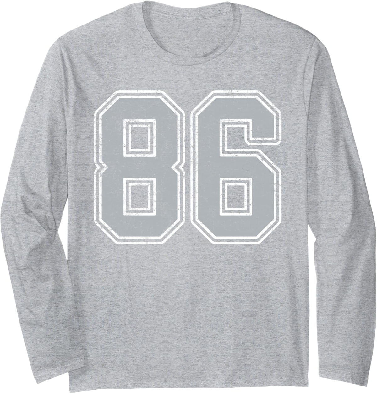 Silver White Number 86 Jersey Player Uniform #86 Long Sleeve T-Shirt - Adult Unisex Heather Grey