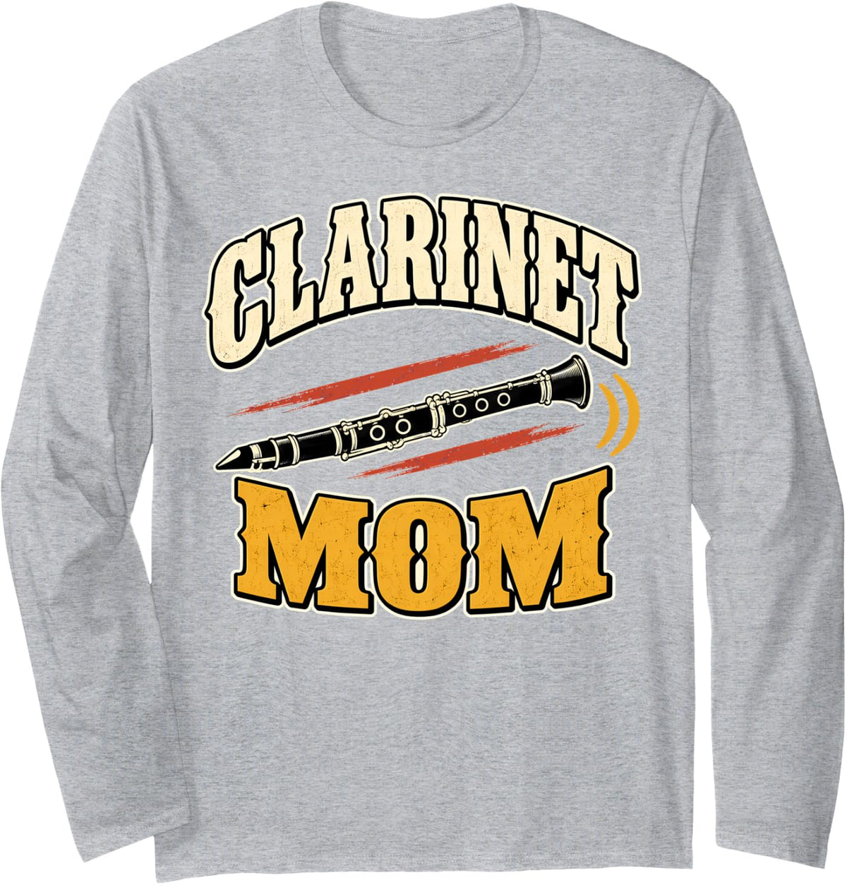 Clarinet Mom Instrument Musician Long Sleeve T-Shirt - Adult Unisex Heather Grey