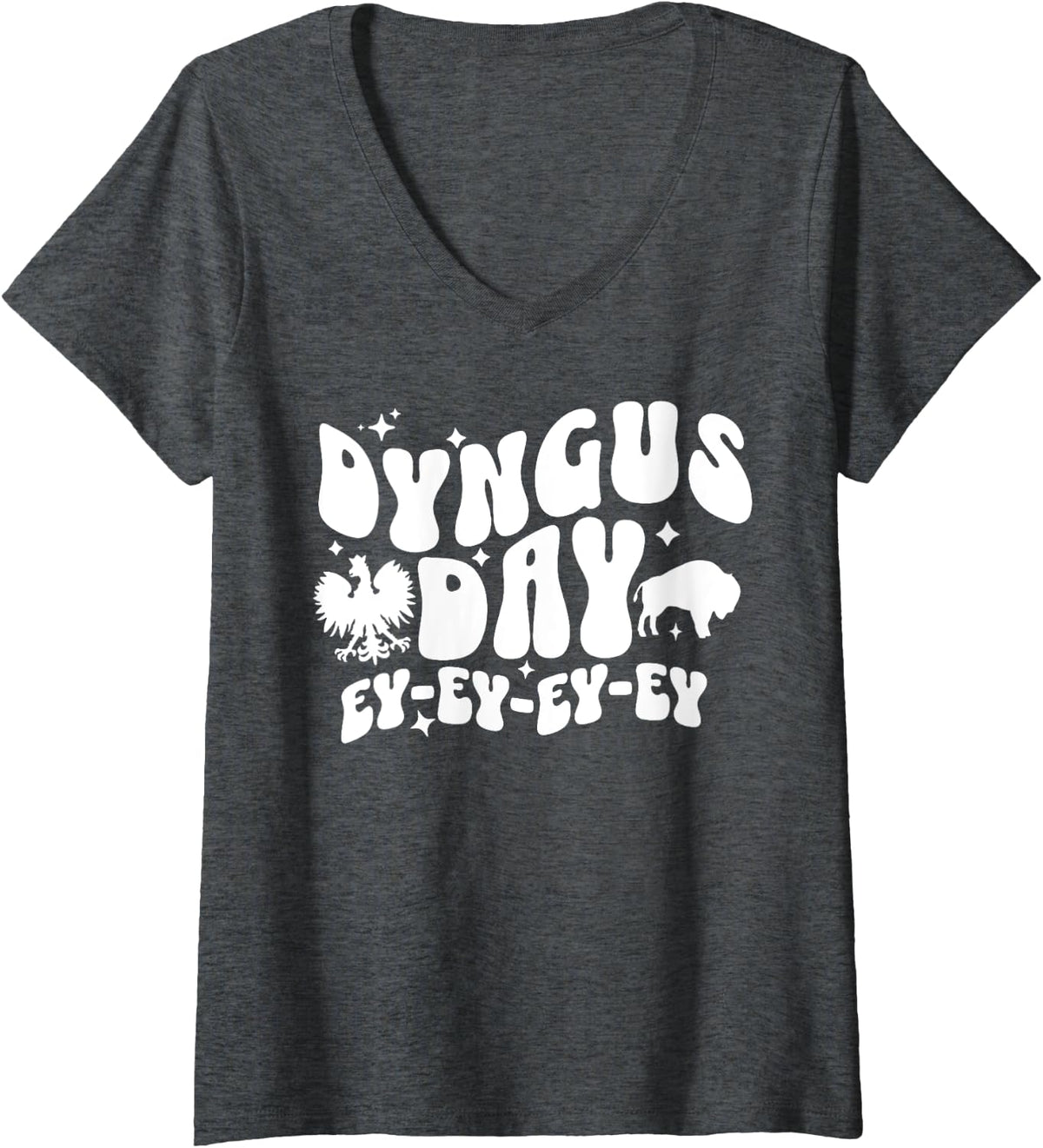 Womens Buffalo Dyngus Day V-Neck T-Shirt - Dark Heather Grey