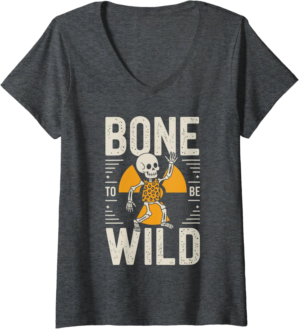 Women's Funny X- Ray Technician Bone to Be Wild Radiology V-Neck T-Shirt - Dark Heather Grey