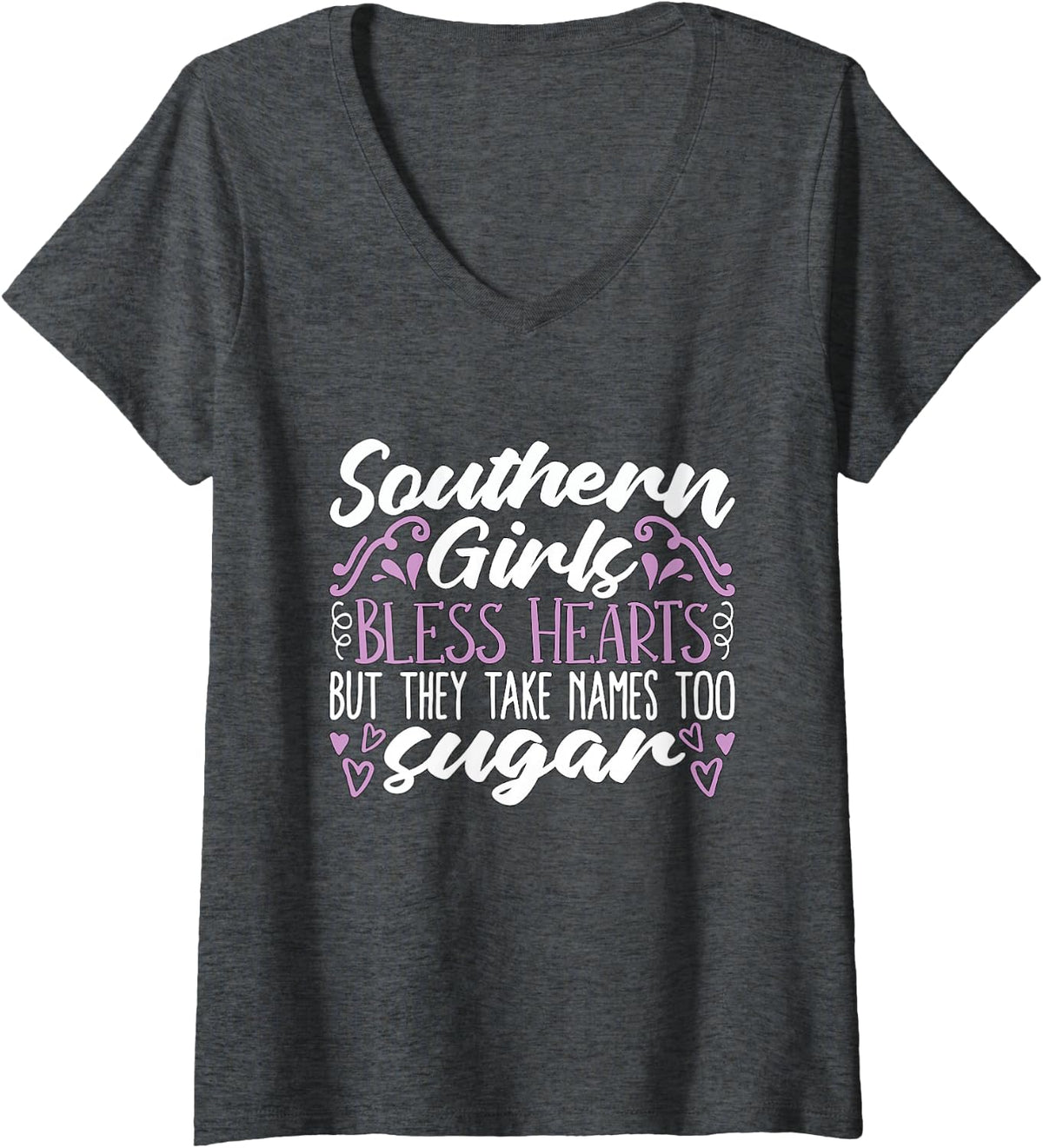 Women's Southern Girls Bless Hearts But Country Music Southern Belle V-Neck T-Shirt - Dark Heather Grey