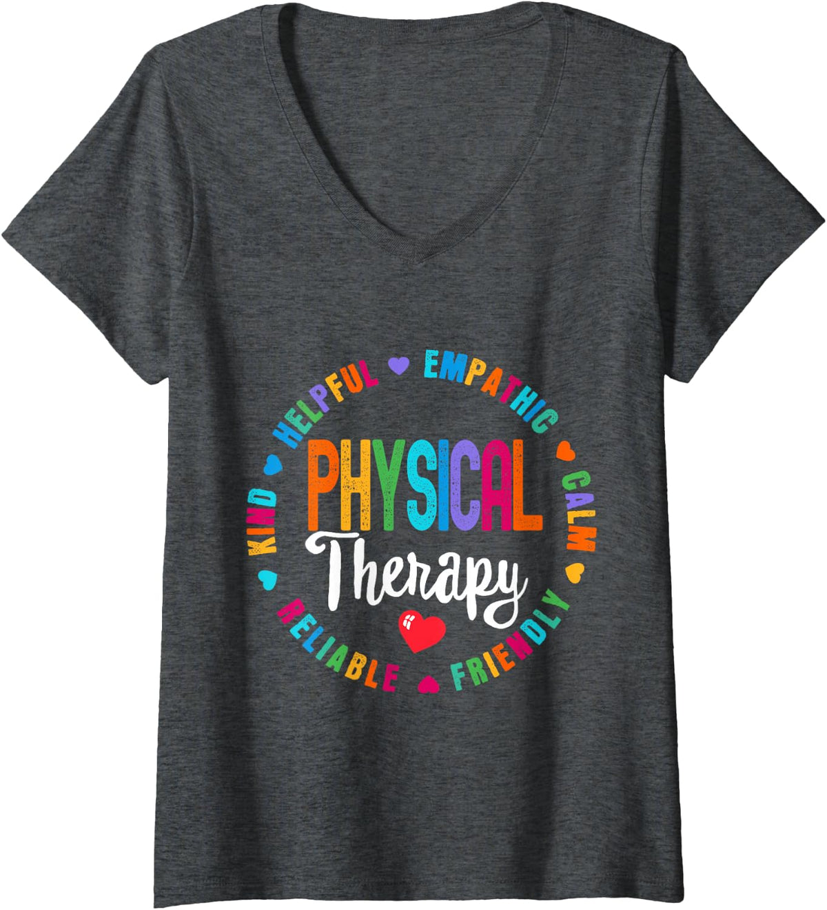 Women's Physical Therapy Funny Physical Therapist PT Therapist Month V-Neck T-Shirt - Dark Heather Grey