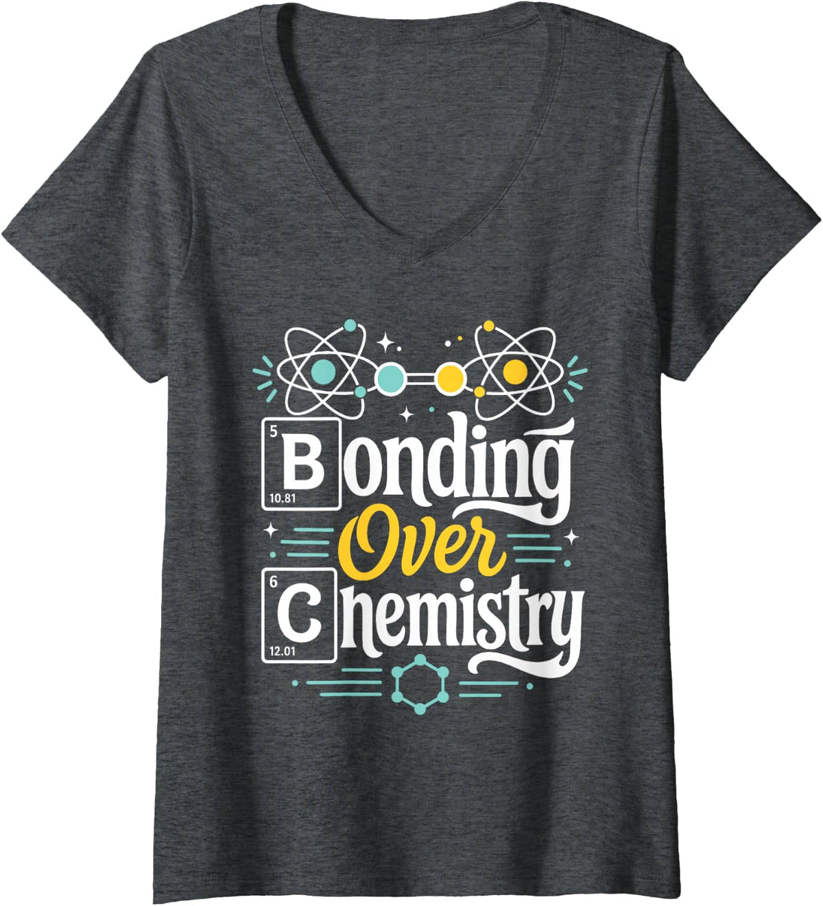 Women's Bonding Over Chemistry Science Teacher Student V-Neck T-Shirt - Dark Heather Grey