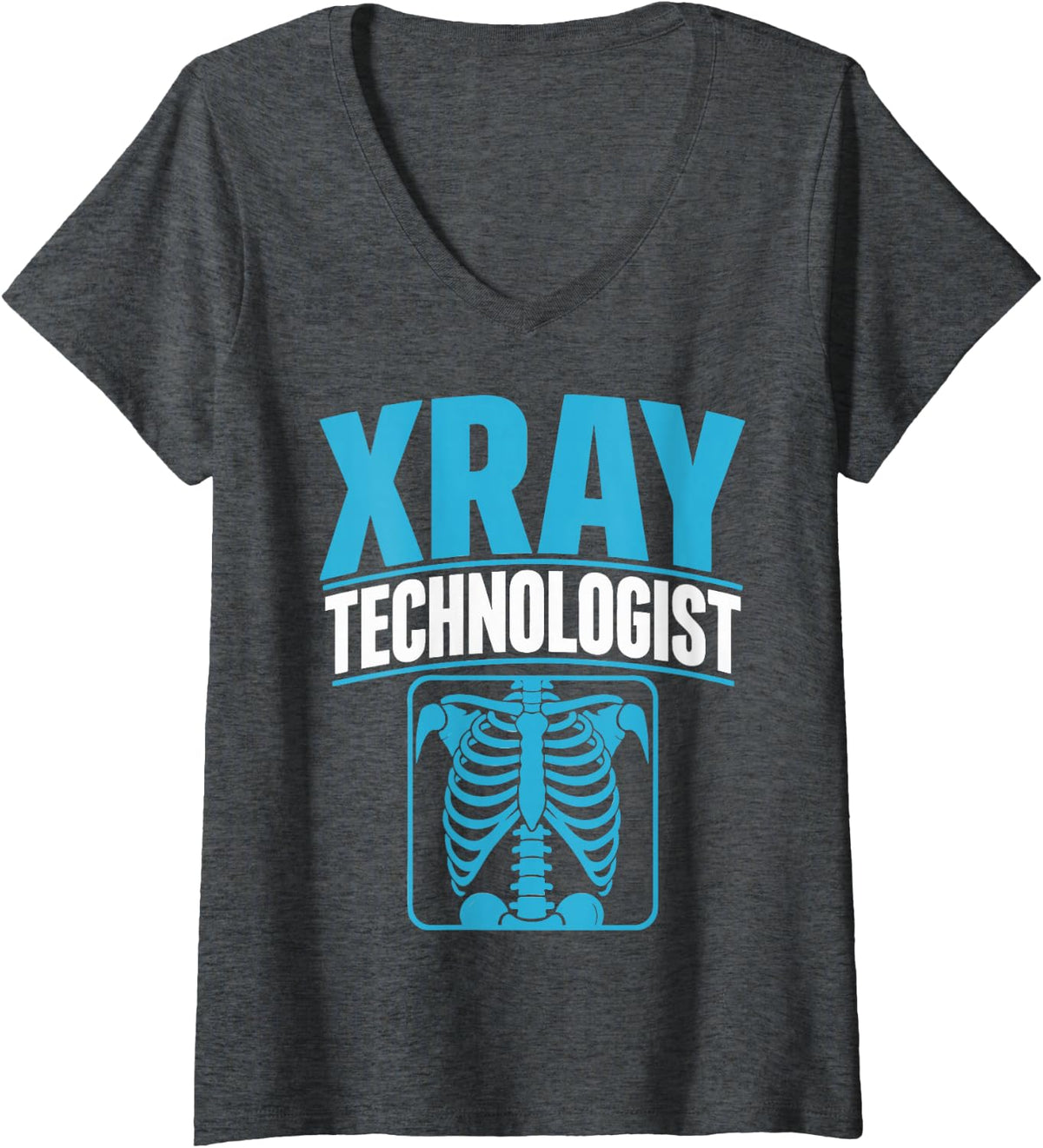 Women's X-Ray Tech Radiologic Technologist Rad Tech V-Neck T-Shirt - Dark Heather Grey