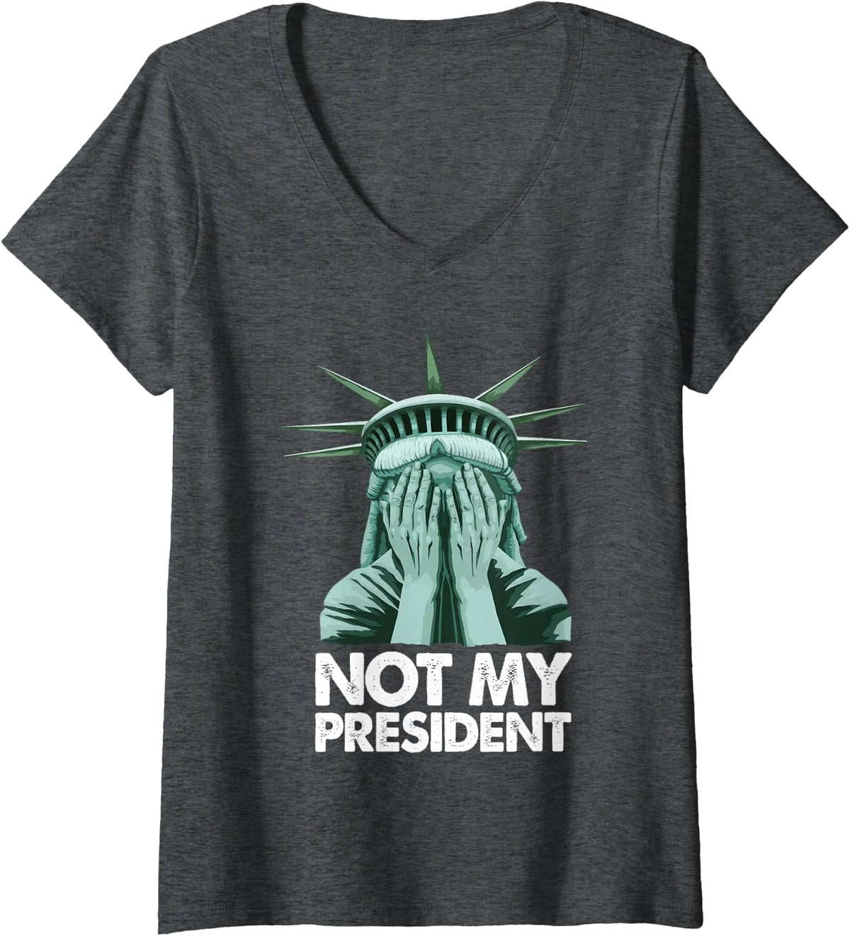 Womens Not My President T-Shirt Pro Trump Biden Gifts 2020 V-Neck T-Shirt - Dark Heather Grey