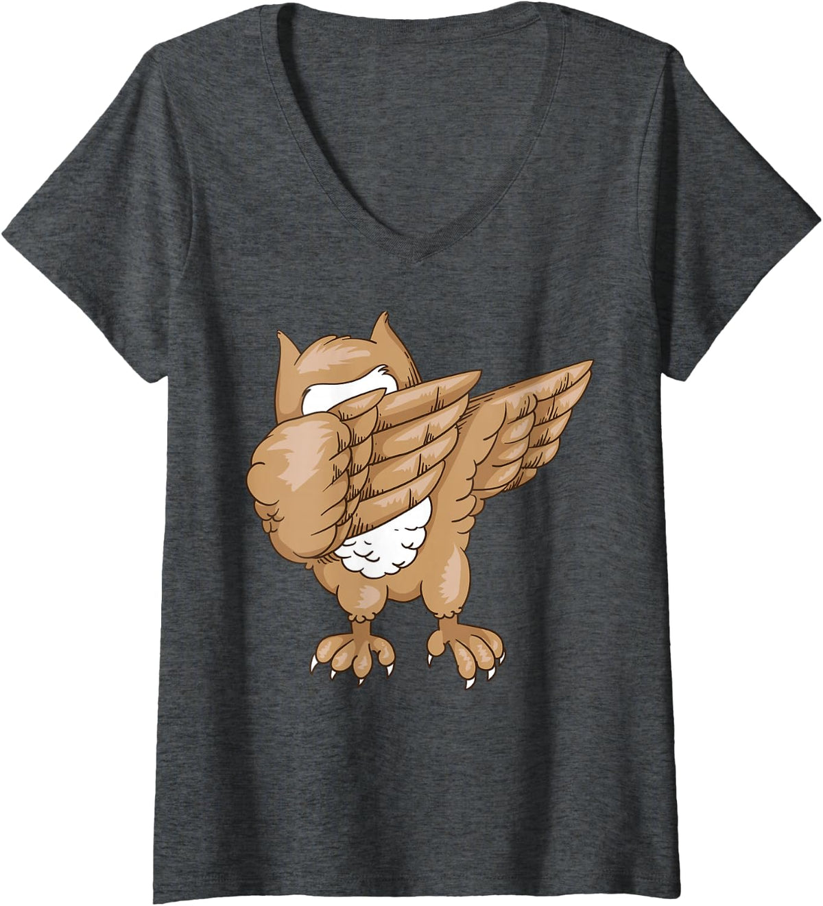 Women's Unique Owl Art for Men Women Kids Adults Animal Owl Lover V-Neck T-Shirt - Dark Heather Grey